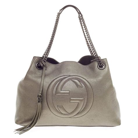 gucci soho leather medium chain strap tote|Gucci soho shoulder bag large.